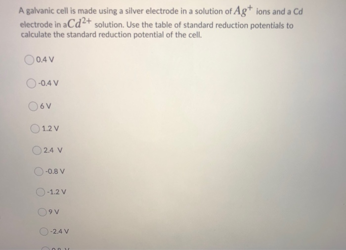 Solved A Galvanic Cell Is Made Using A Silver Electrode In A | Chegg.com