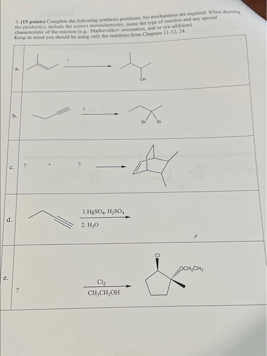 Solved 15 Points) Complete The Following Synthesis Problems. | Chegg.com