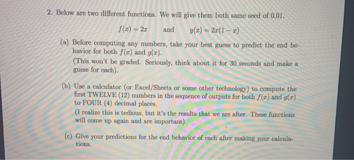 Solved 2. Below are two different functions. We will give | Chegg.com