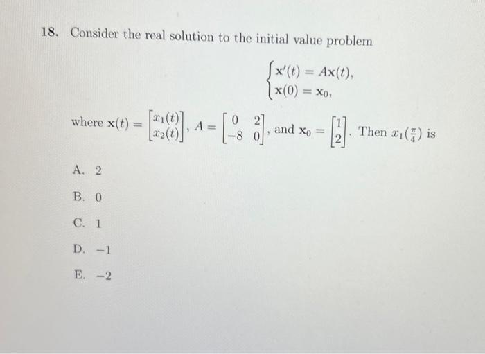 Solved 18. Consider the real solution to the initial value | Chegg.com