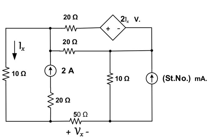 Solved Calculate the voltage Vx and power at 50 ohm | Chegg.com