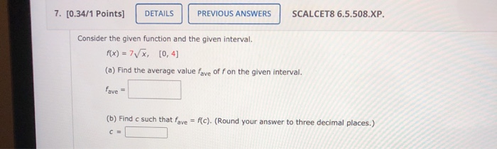 Solved 7. [0.34/1 Points] DETAILS PREVIOUS ANSWERS SCALCET8 | Chegg.com