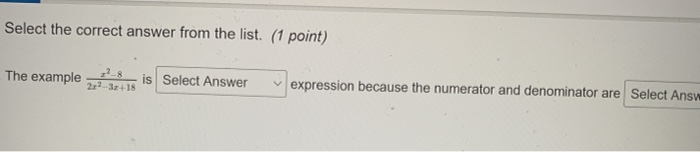 Solved Select the correct answer from the list. (1 point) | Chegg.com