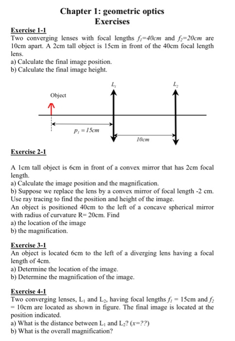 Solved Chapter 1: geometric optics Exercises Exercise 1-1