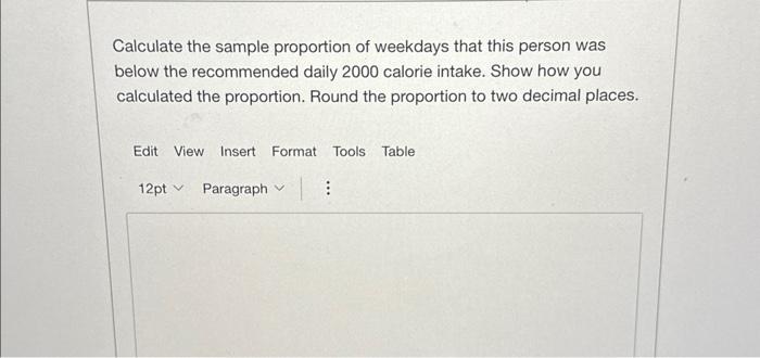 Calculate the sample proportion of weekdays that this | Chegg.com