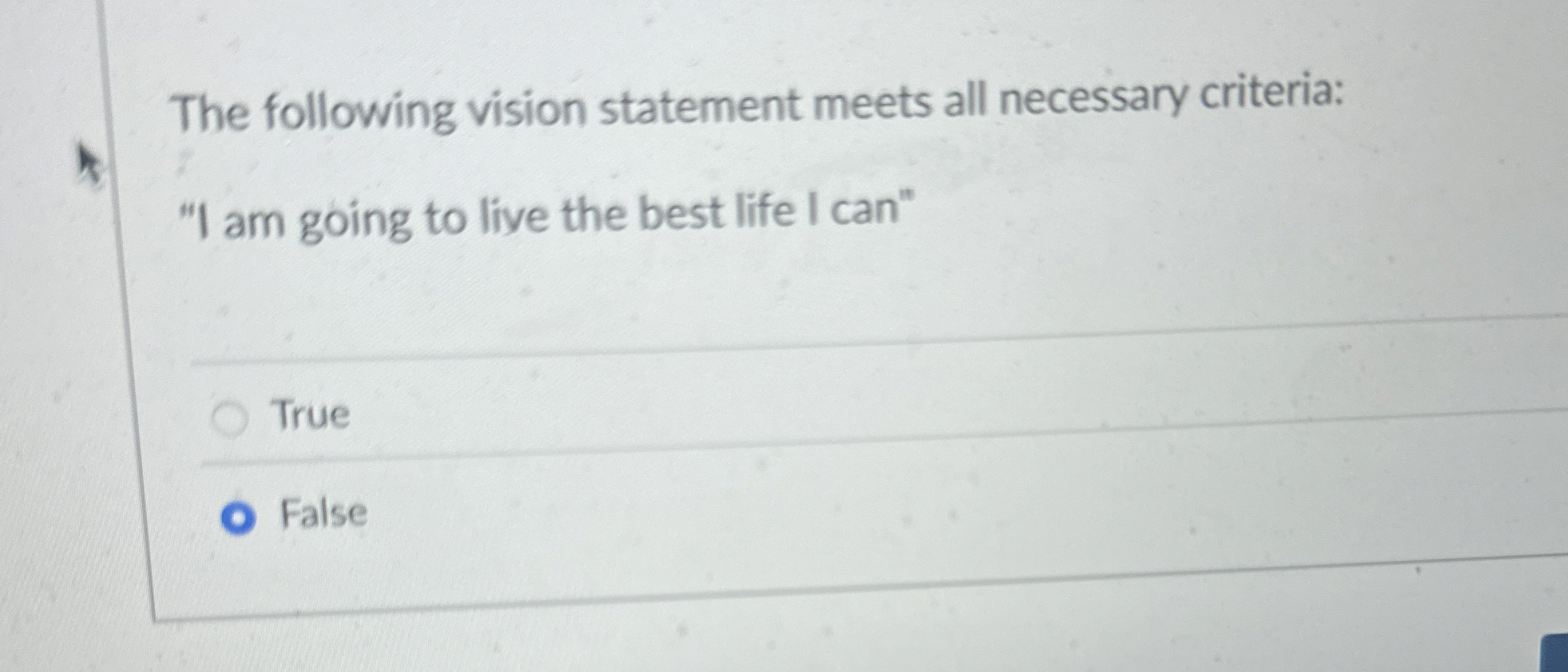 Solved The following vision statement meets all necessary | Chegg.com