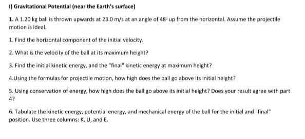 1 Gravitational Potential Near The Earth S Surface Chegg Com