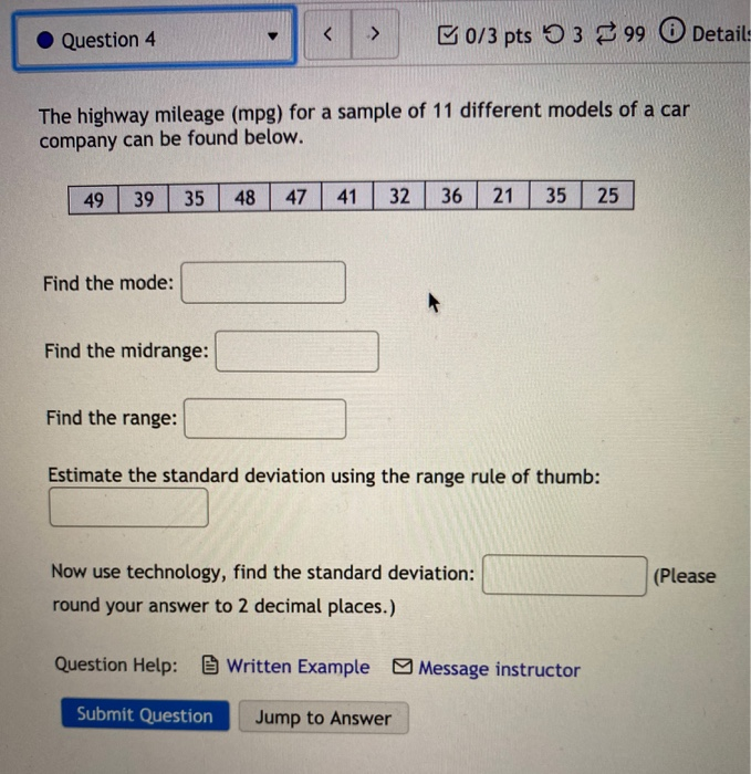 Solved Question 4 > 0/3 pts 53 99 Details The highway | Chegg.com