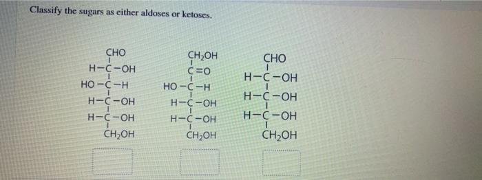 Solved Classify The Sugars As Either Aldoses Or Ketoses Cho Chegg Com