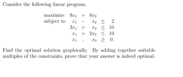 Solved Consider the following linear program. maximize 9.1 + | Chegg.com