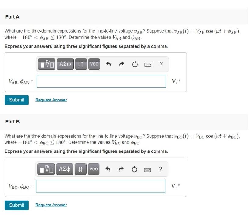 Solved The time-domain expressions for three line-to- | Chegg.com
