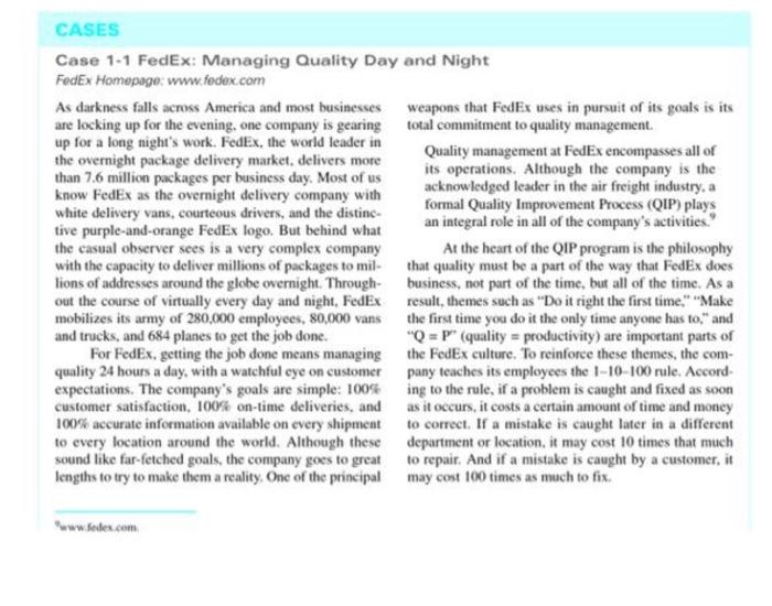 case study fedex managing quality day and night