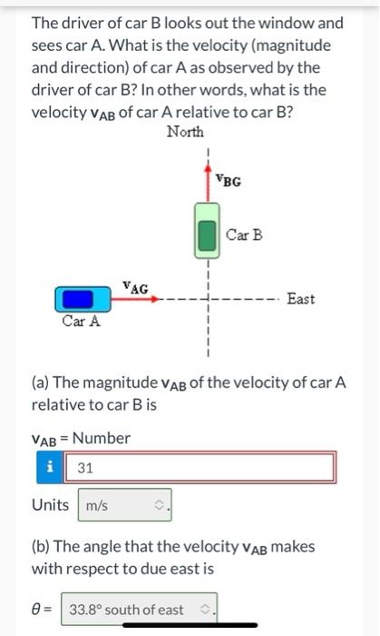 Solved The Drawing Shows Two Cars Traveling In Different | Chegg.com