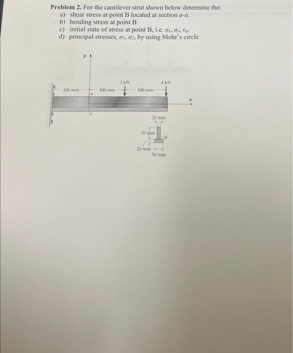 Solved Problem 2. For the cantilever strut shown below | Chegg.com