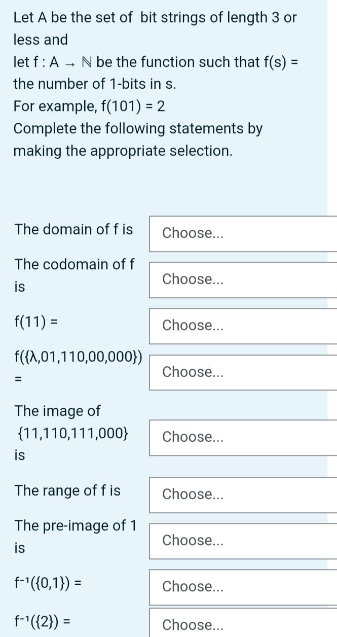 Solved Let A Be The Set Of Bit Strings Of Length 3 Or Less Chegg Solved Let A Be The Set Of Bit Strings Of Length 3 Or Less Chegg