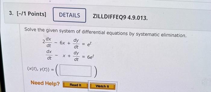 Solved Solve The Given System Of Differential Equations By | Chegg.com