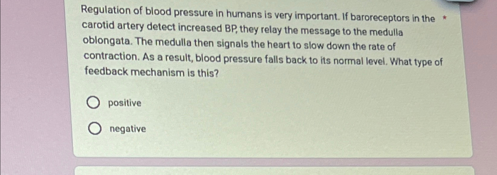 Solved Regulation of blood pressure in humans is very | Chegg.com