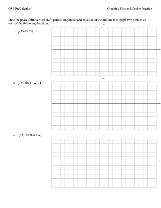 Solved GSE PreCalculus Graphing Sine and Cosine Practice ...