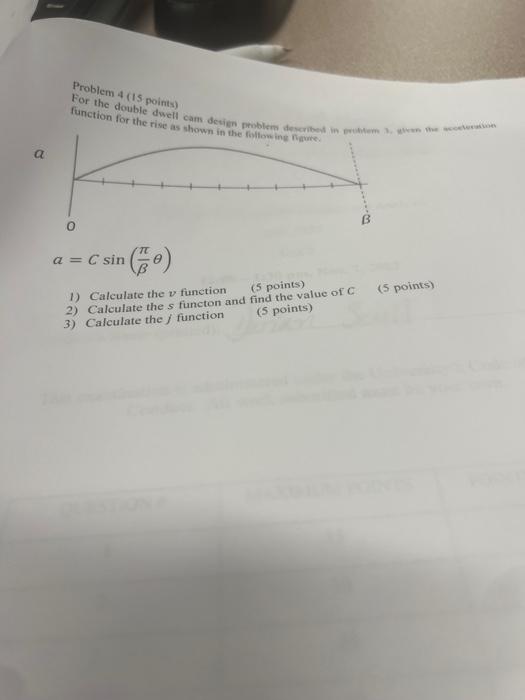 Solved Problem 4 ( 15 points) a=Csin(βπθ) 1) Calculate the v | Chegg.com