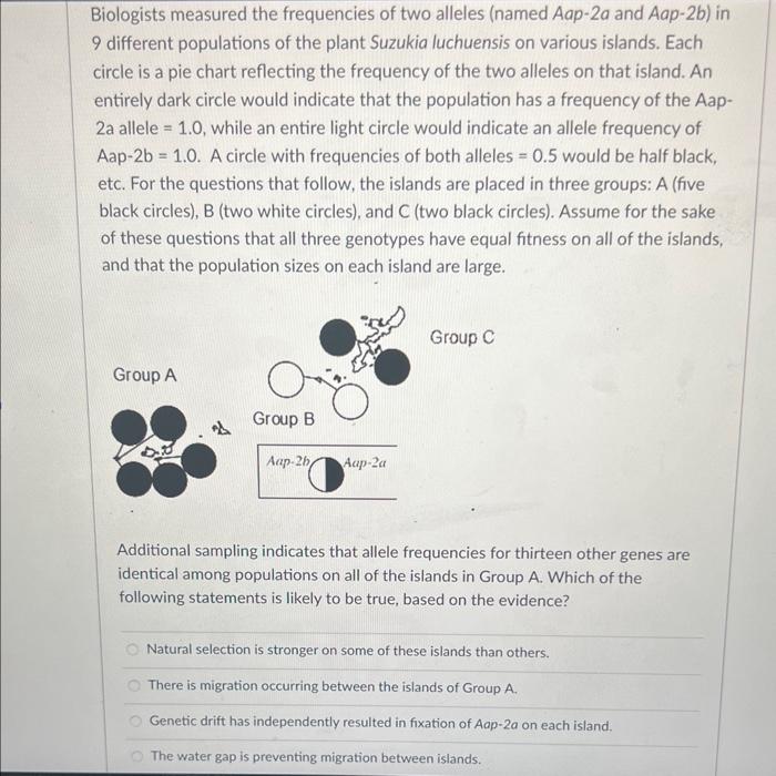 Solved Biologists measured the frequencies of two alleles | Chegg.com