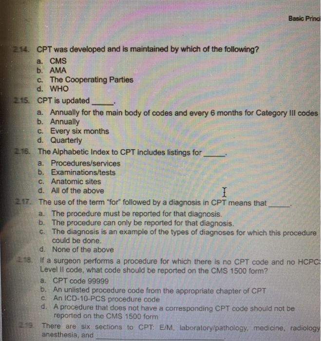 Solved CPT Organization, Structure, and Guidelines Category | Chegg.com
