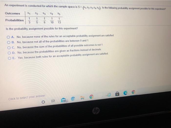 Solved An experiment is conducted for which the sample space | Chegg.com