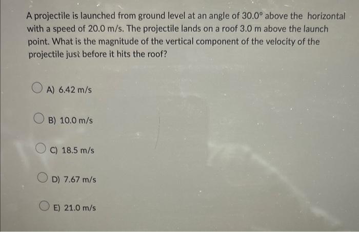 Solved A projectile is launched from ground level at an | Chegg.com