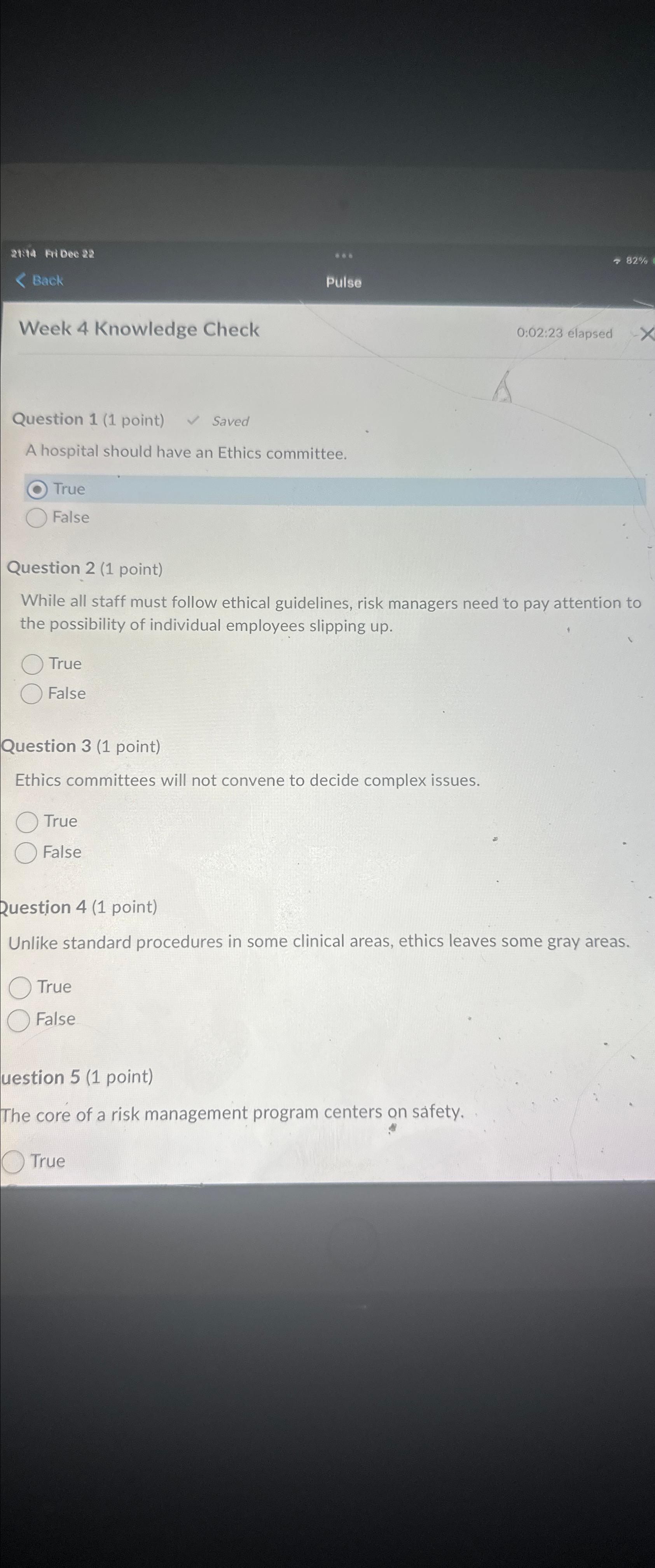 Solved 21:14 ﻿Aribec 22BackPulseWeek 4 ﻿Knowledge | Chegg.com