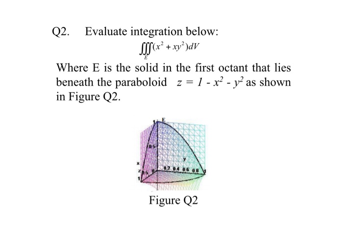 Solved Q2 Evaluate Integration Below Sss R Xy Dv Where Chegg Com