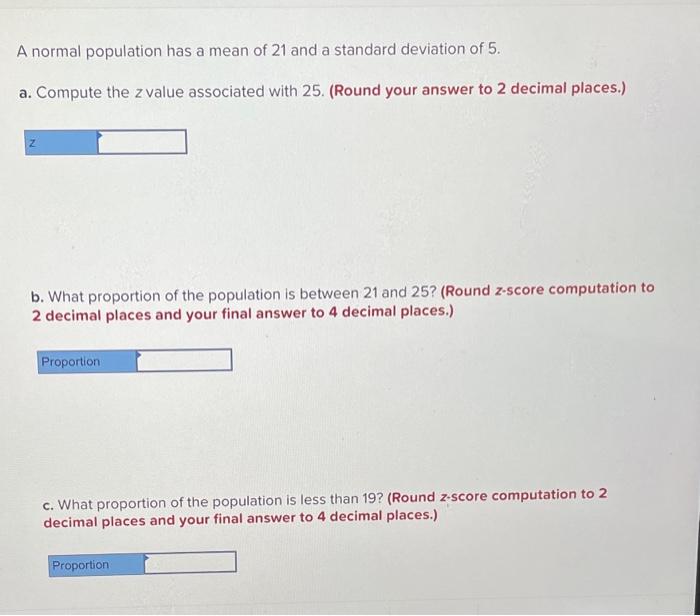 Solved A Normal Population Has A Mean Of 21 And A Standard | Chegg.com