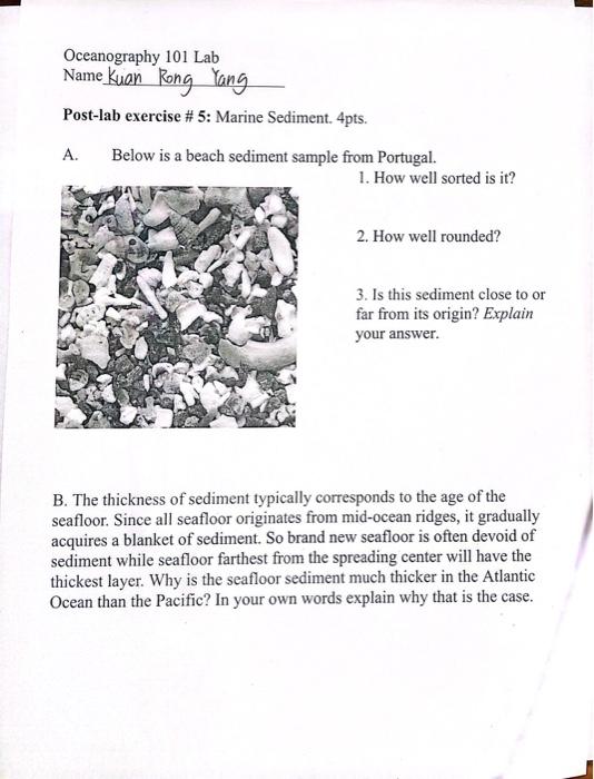 Solved Oceanography 101 Lab Name Kuan Rong Yang Post-lab | Chegg.com
