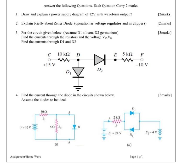 Solved 1. Draw and explain a power supply diagram of 12 V