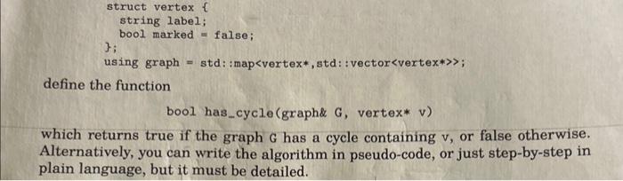Solved Using the C++ adjacency list/vector representation of | Chegg.com image.