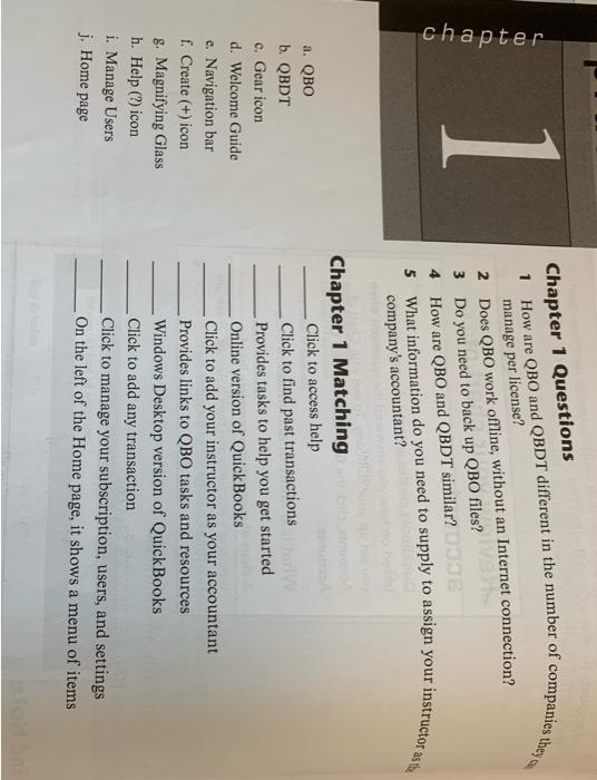 Solved Chapter 1 Questions 1 How are QBO and QBDT different | Chegg.com