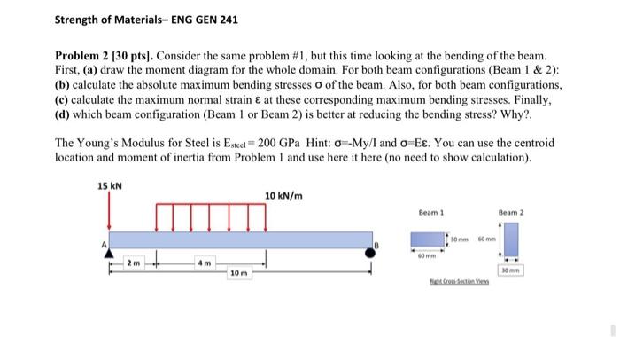Solved Strength of Materials-ENG GEN 241 Problem 2 130 pts). | Chegg.com