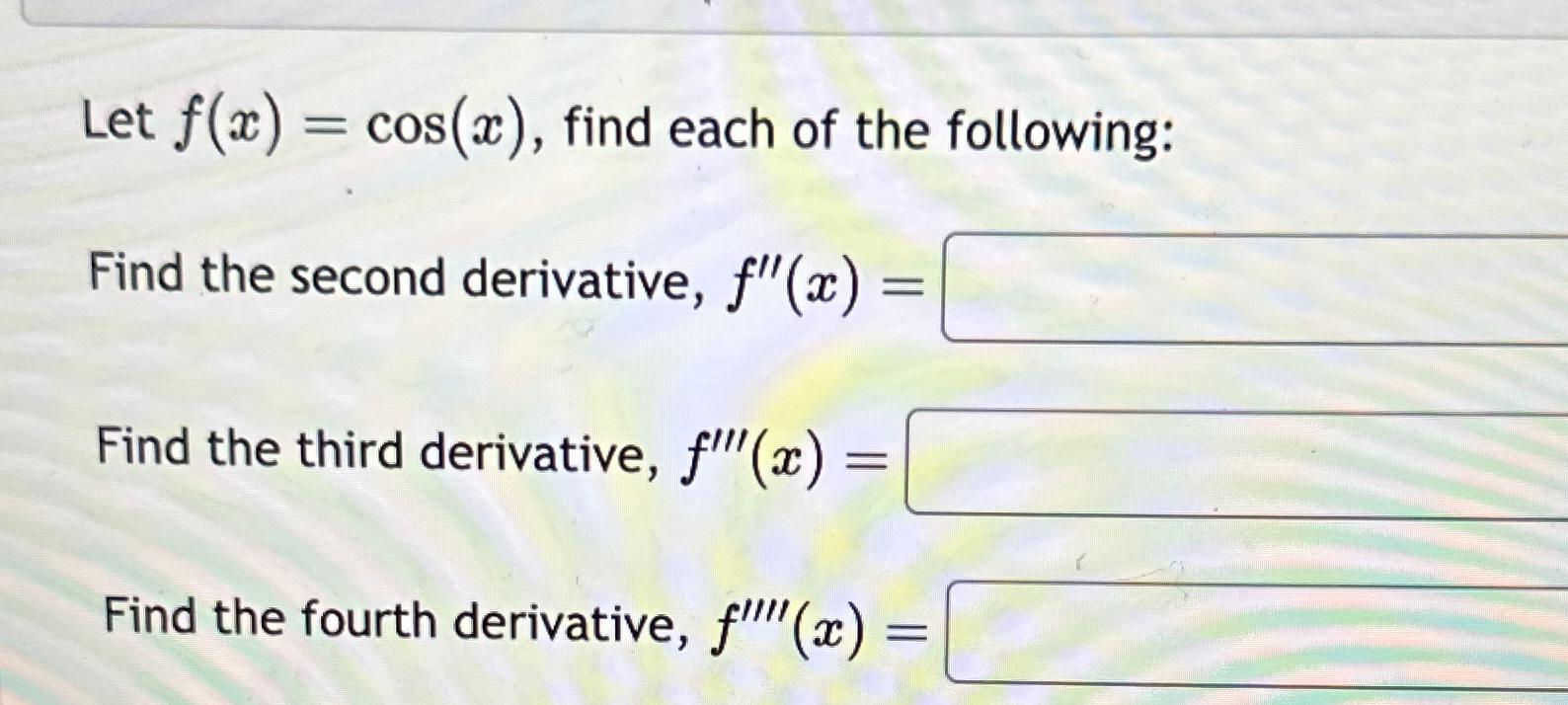 find the derivative of f x )= cotx