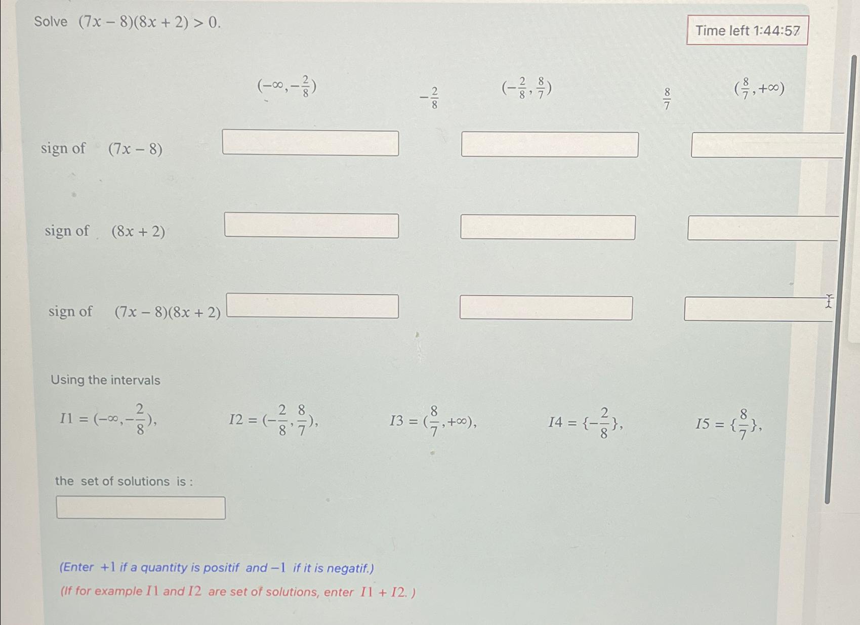 Solve 7x 8 8x 2 0Time Left Chegg Com   Image