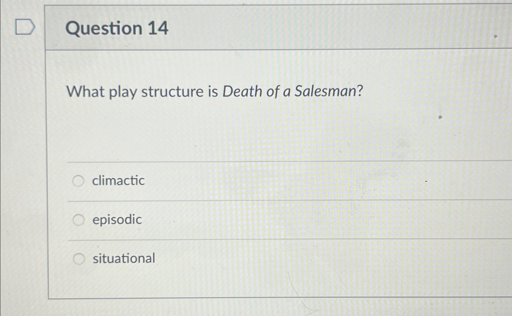 Solved Question 14What play structure is Death of a | Chegg.com