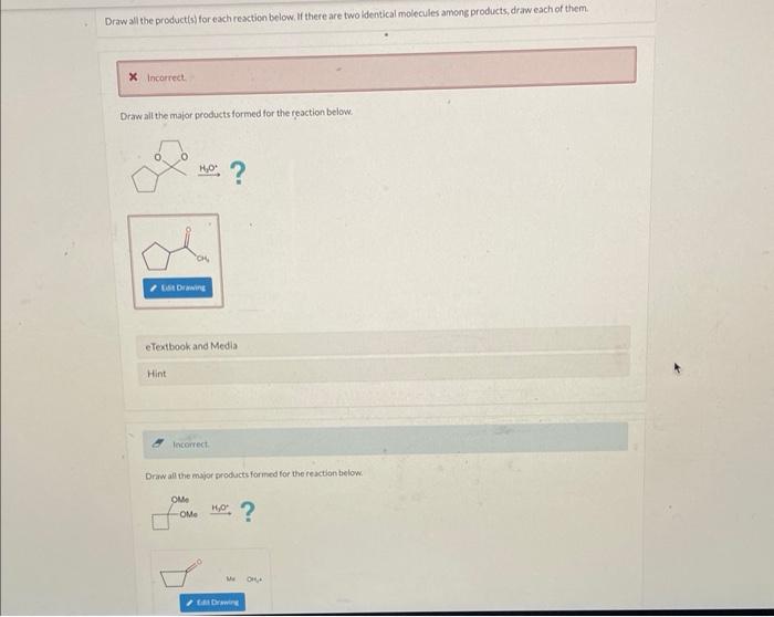 Solved Draw all the major products formed for the reaction | Chegg.com