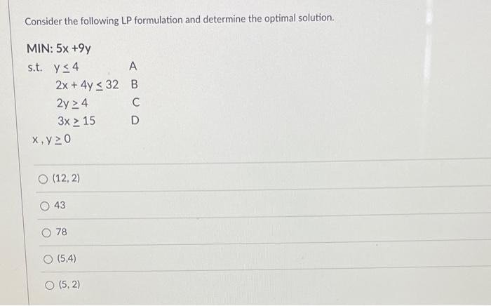 Solved Consider the following LP formulation and determine | Chegg.com