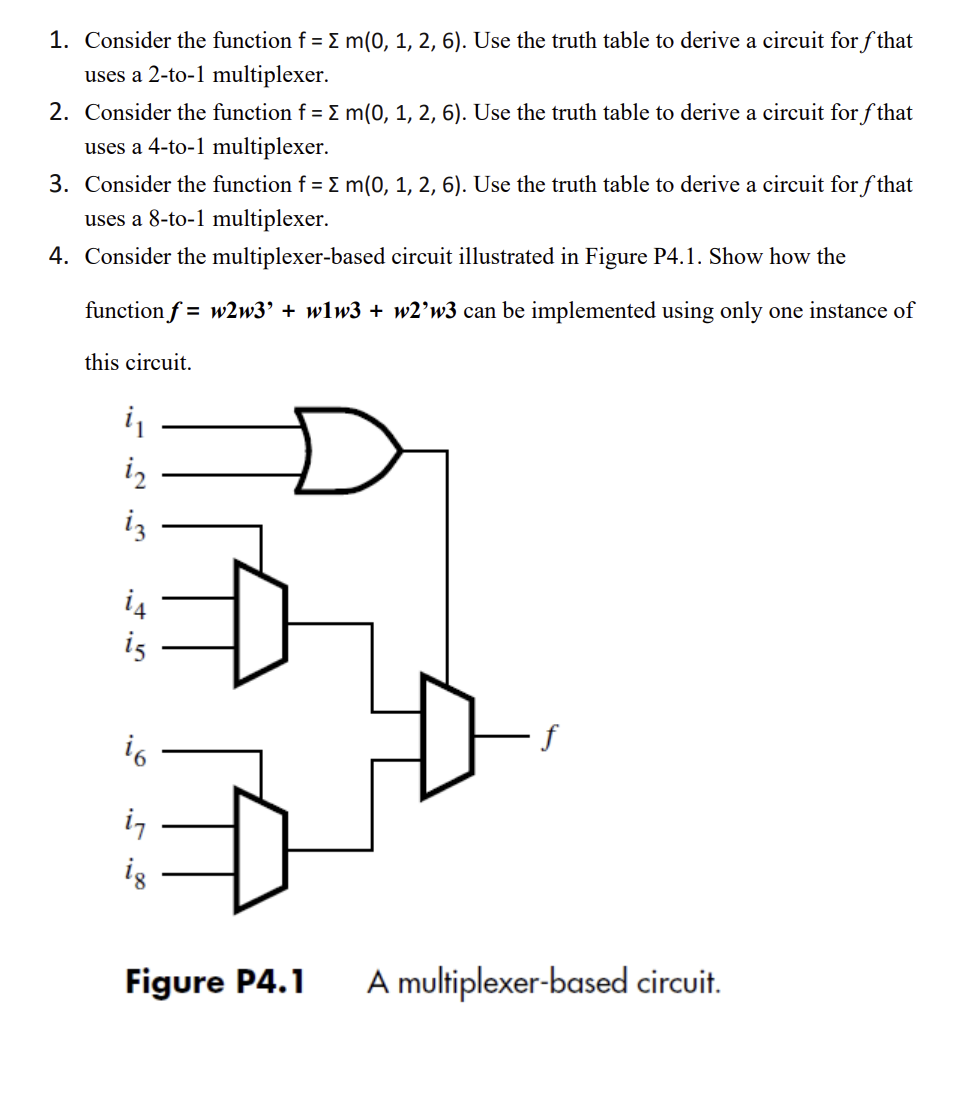 Solved Consider the function f=Σm(0,1,2,6). Use the truth | Chegg.com