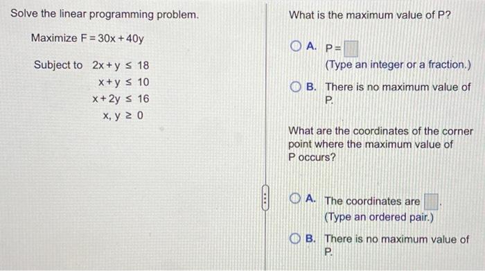 Solve the linear programming problem. What is the | Chegg.com