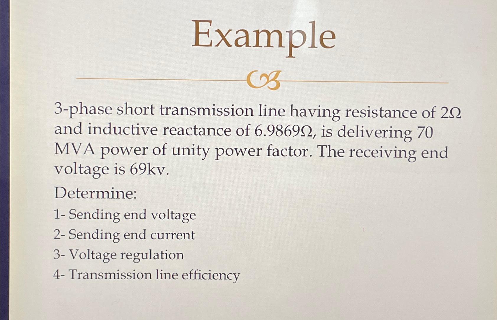 Example3 phase short transmission line having