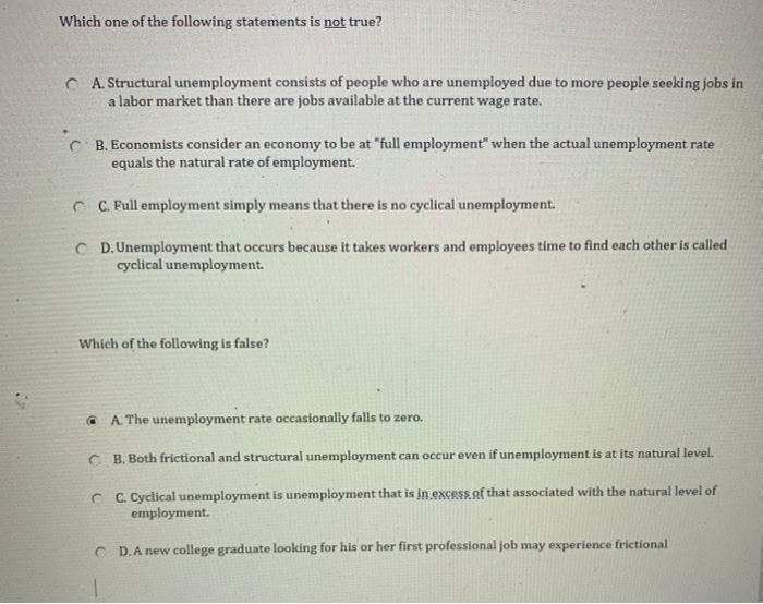 Solved Which one of the following statements is not true? A.
