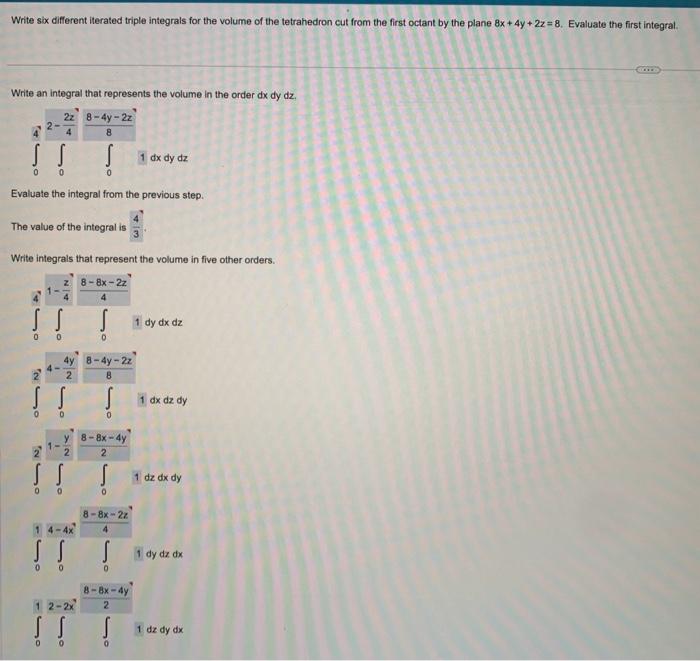 Solved Write Six Different Iterated Triple Integrals For The | Chegg.com