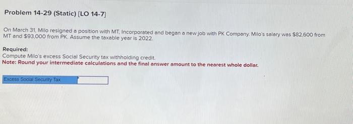 Solved On March 31, Milo resigned a position with MT, | Chegg.com