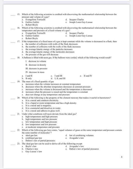 Solved 15. Which of the following scientists is credited | Chegg.com