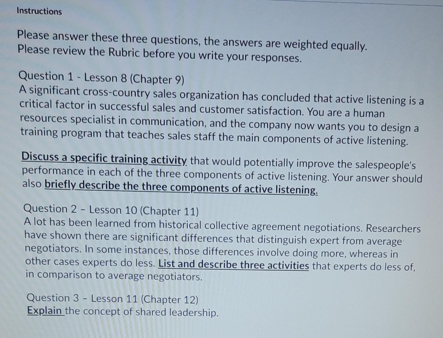 Solved Instructions Please answer these three questions, the | Chegg.com