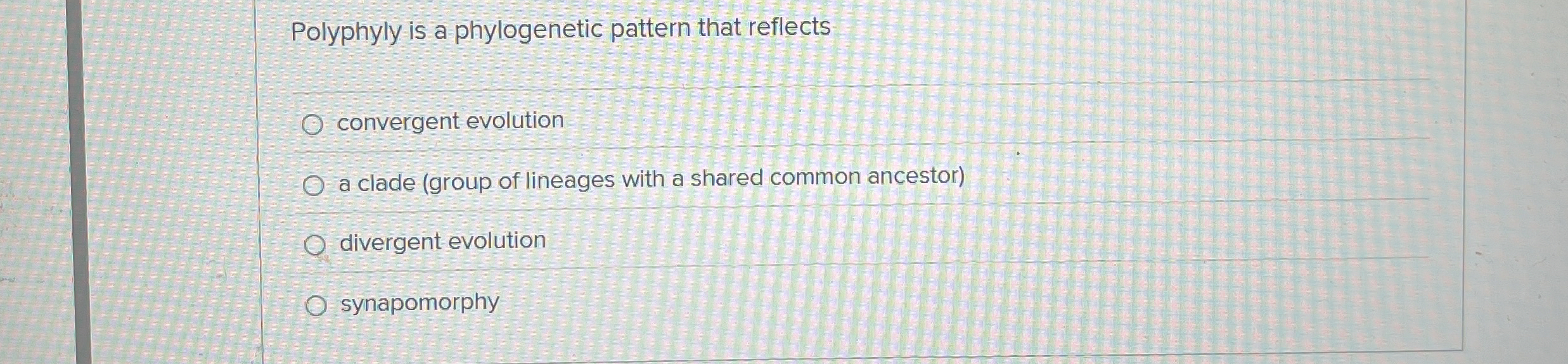 Solved Polyphyly is a phylogenetic pattern that | Chegg.com