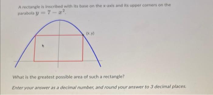 Solved A rectangle is inscribed with its base on the x-axis | Chegg.com